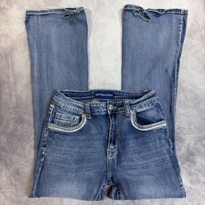 Y2K Westfield Eagle Flare Jeans Womens 11 Blue Embellished Rhinestone Cross Dist